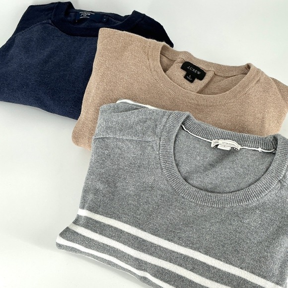 J. Crew Factory Other - J.Crew Gap Sweater Bundle Mens Size Large Cotton Cashmere Navy Tan Grey Stripe